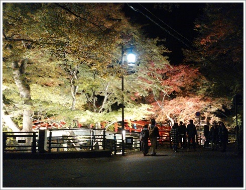 ライトアップに賑わう伊香保温泉湯元「河鹿橋」