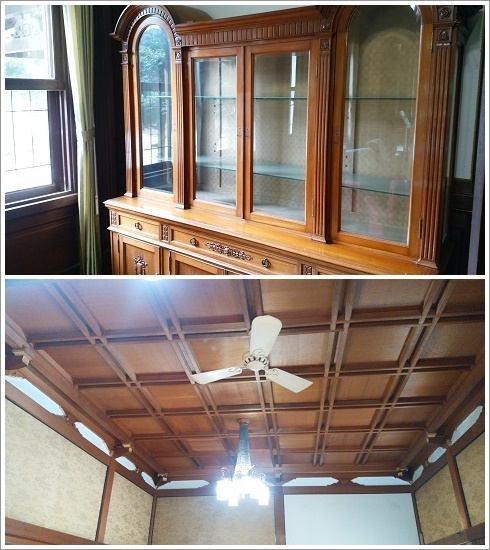 中島知久平邸の応接室と天井の装飾品