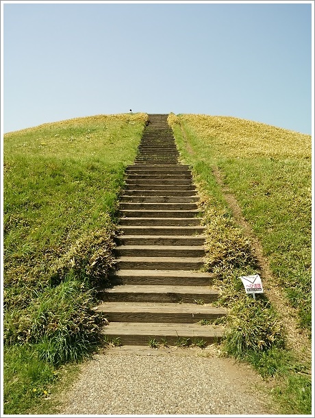 二子山古墳の頂上へ続く階段