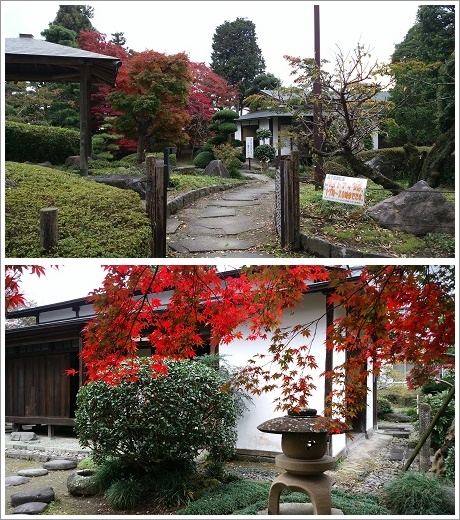 入口から見た旧下田邸書院の庭園