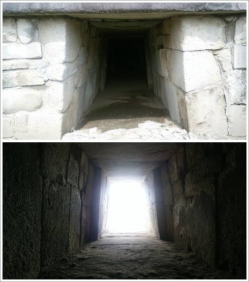 宝塔山古墳の羨道、前室、玄室の三室にわかれている横穴式石室
