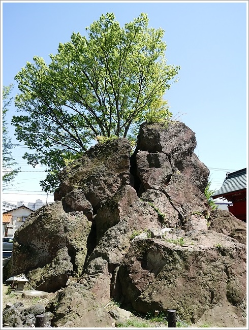 岩神稲荷神社の横から見た飛石