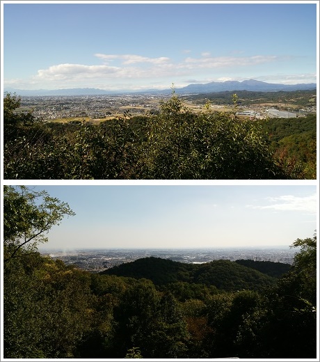 物見台から見た景色（上が赤城方面で下が太田市内方面）