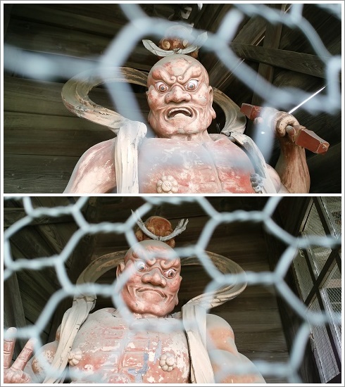 琴平神社の門には仁王像が鎮座