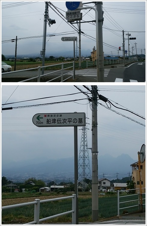 県指定史跡船津伝次平のお墓看板