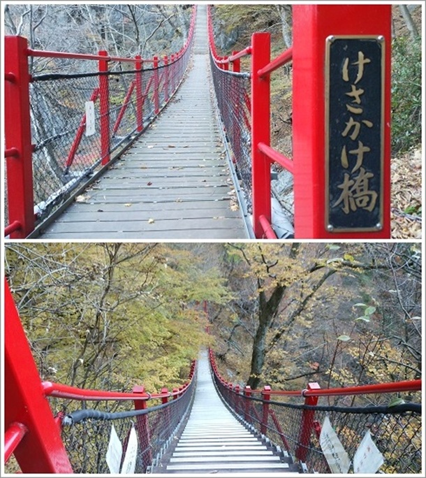 真っ赤な欄干のけさかけ橋