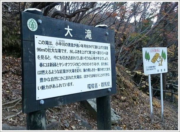 小中大滝の説明看板
