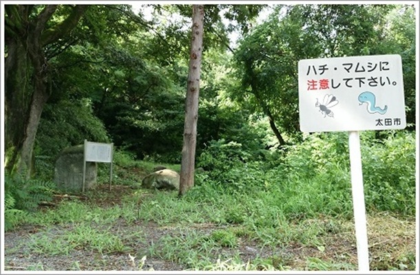 ハチ&マムシに注意看板(旧中島飛行機地下工場跡)