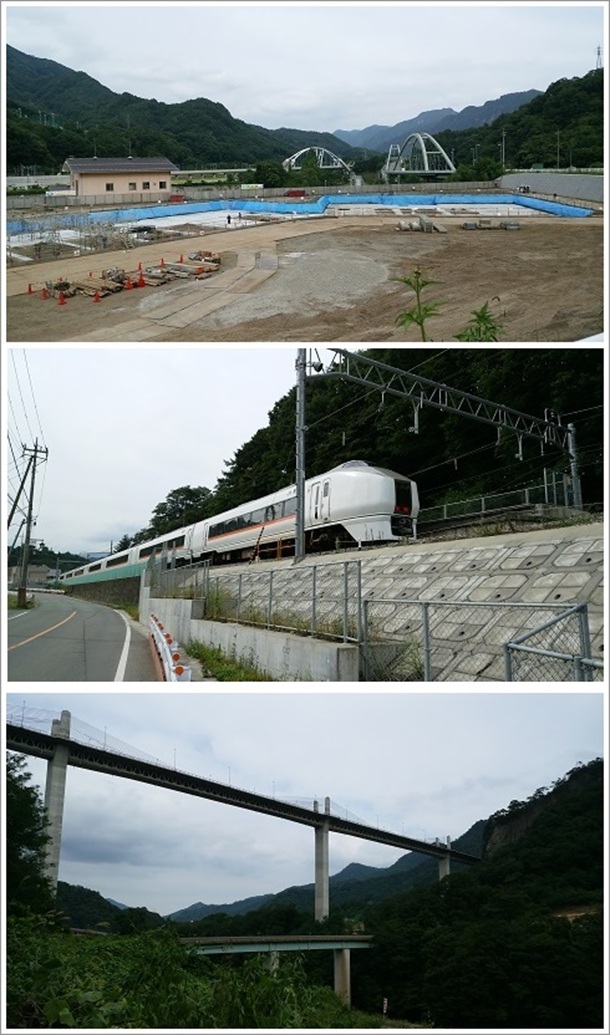 八ッ場ダム工事現場と吾妻線