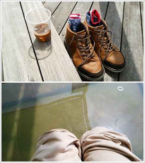 アイスコーヒーでよしおか温泉足湯