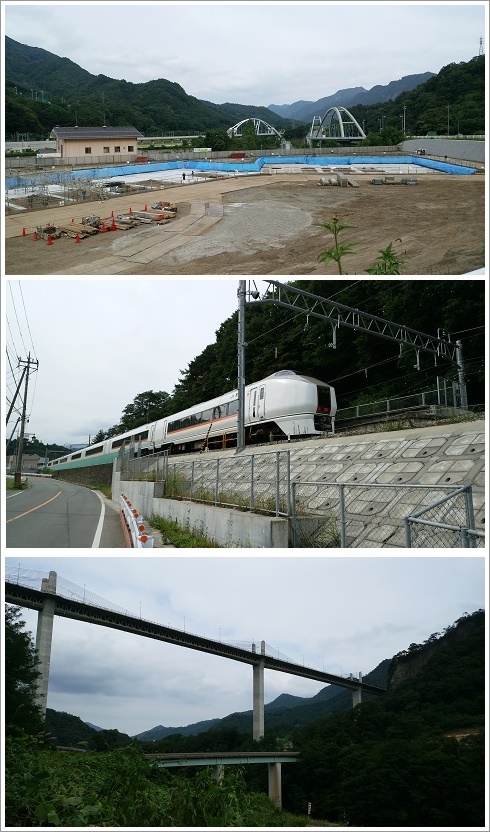 八ッ場ダム工事現場と吾妻線