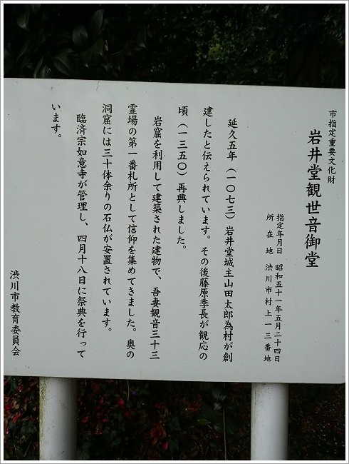 市指定重要文化財の岩井堂観世音御堂